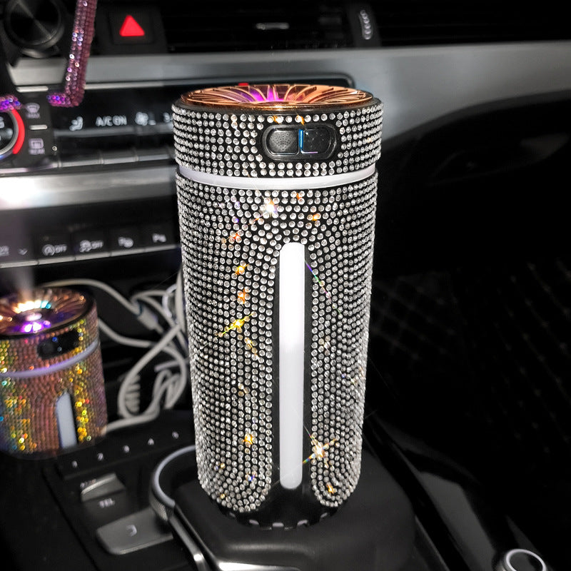 Luxury Diamond Car Humidifier LED Light Air Purifier Aromatherapy Diffuser Air Freshener