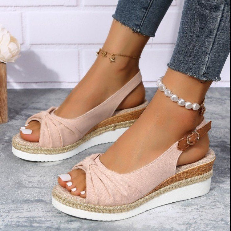 Summer Peep Toe Platform Sandals Buckle Daily Casual Shoes