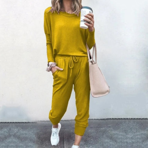 Loose Solid Color Long Sleeve Casual Set