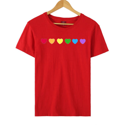 Heart-shaped Rainbow Print Top Short-sleeved T-shirt