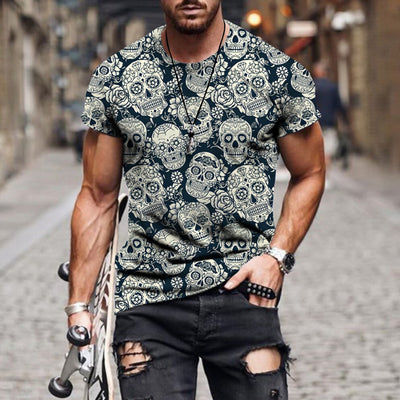 Skull 3D Digital Printing Street Trend T-Shirt