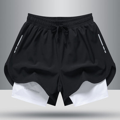 Drawstring Sports Shorts Double Layer Quick Dry High Elasticity Activewear Pants