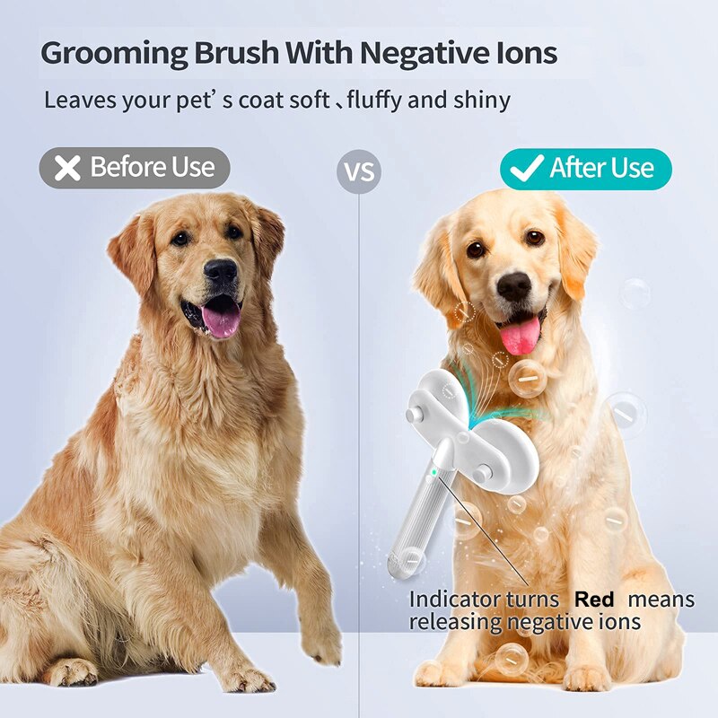 Pet Brush Double-headed Negative Ion One-button Self Cleaning Dog Cat Hair Removal