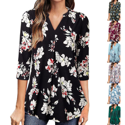 Women Blouse Long Sleeve Flowers