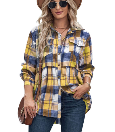 Long Sleeve Pocket Casual Plaid Shirt