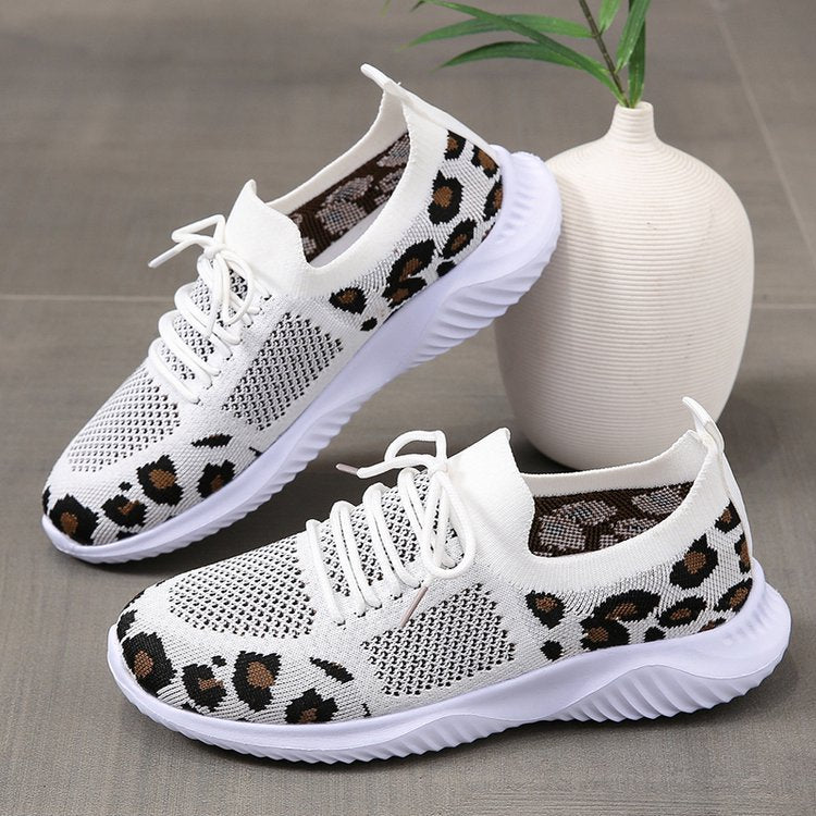 Women Leopard Print Lace-up Sneakers Sports