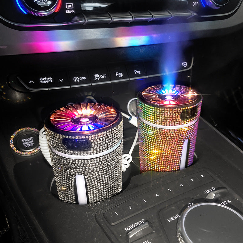 Luxury Diamond Car Humidifier LED Light Air Purifier Aromatherapy Diffuser Air Freshener