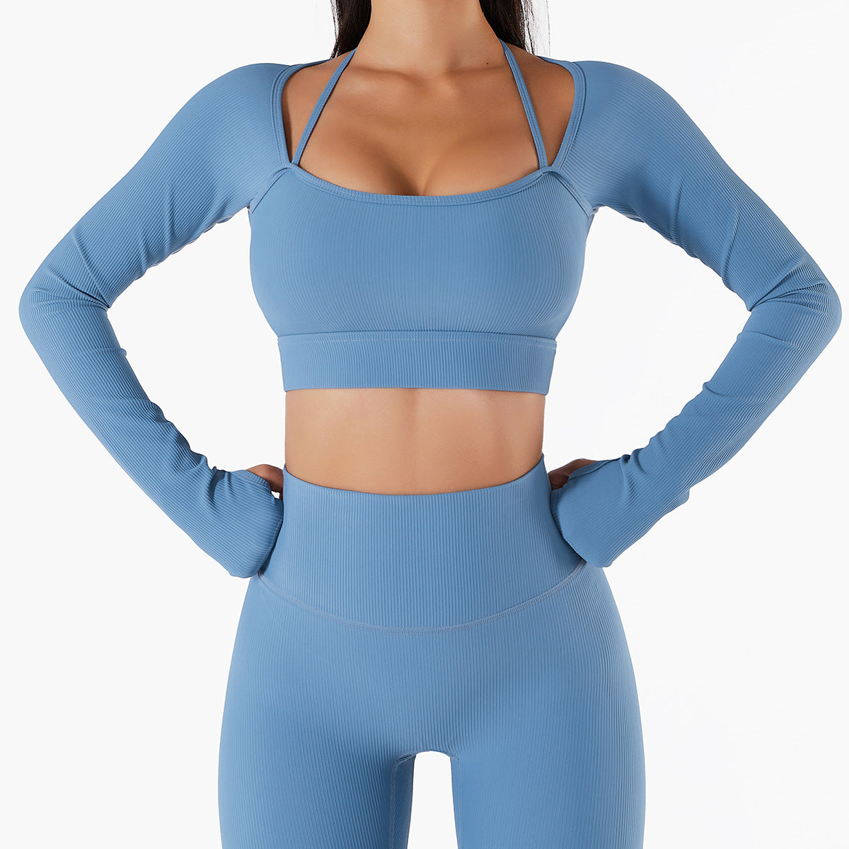 New Long Sleeve Yoga Wear Quick Dry Top With Chest Pad