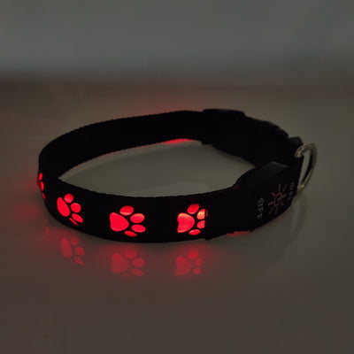 Led Rechargeable and Luminous Dog Paw Anti-Accident, Anti-Loss and Anti-Loss Light Warning Dog Collar