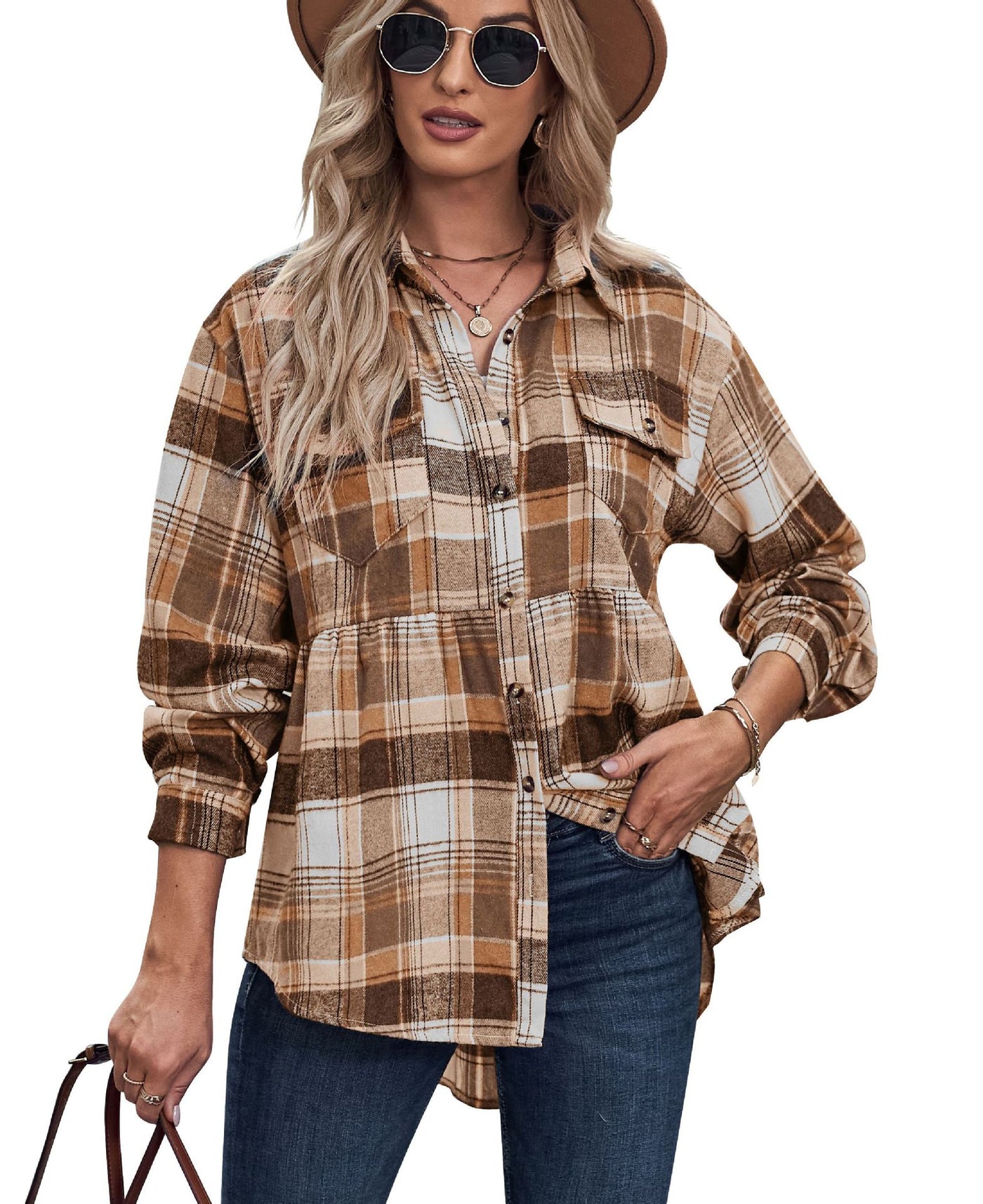 Long Sleeve Pocket Casual Plaid Shirt