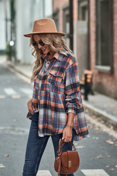 Long Sleeve Pocket Casual Plaid Shirt