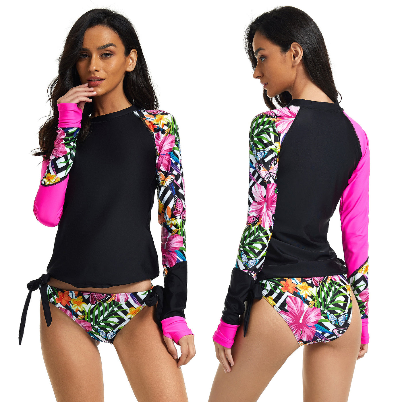 Casual Split Long Sleeve Surfing Suit Sunscreen Women's Swimsuit Diving Suit Swimwear