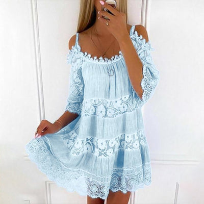 Princess Dress Off Shoulder Lace Sling Casual Solid Loose