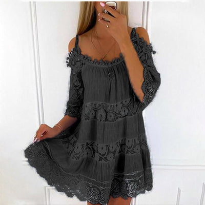 Princess Dress Off Shoulder Lace Sling Casual Solid Loose