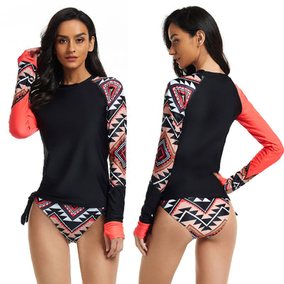 Casual Split Long Sleeve Surfing Suit Sunscreen Women's Swimsuit Diving Suit Swimwear