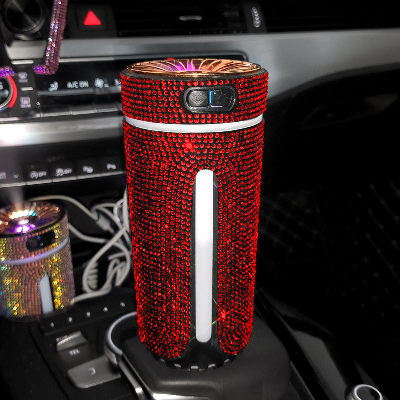 Luxury Diamond Car Humidifier LED Light Air Purifier Aromatherapy Diffuser Air Freshener