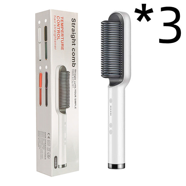 2 In 1 Electric Hair Brush Straightener Hot Comb Negative Ion Curling Tong Dual-purpose