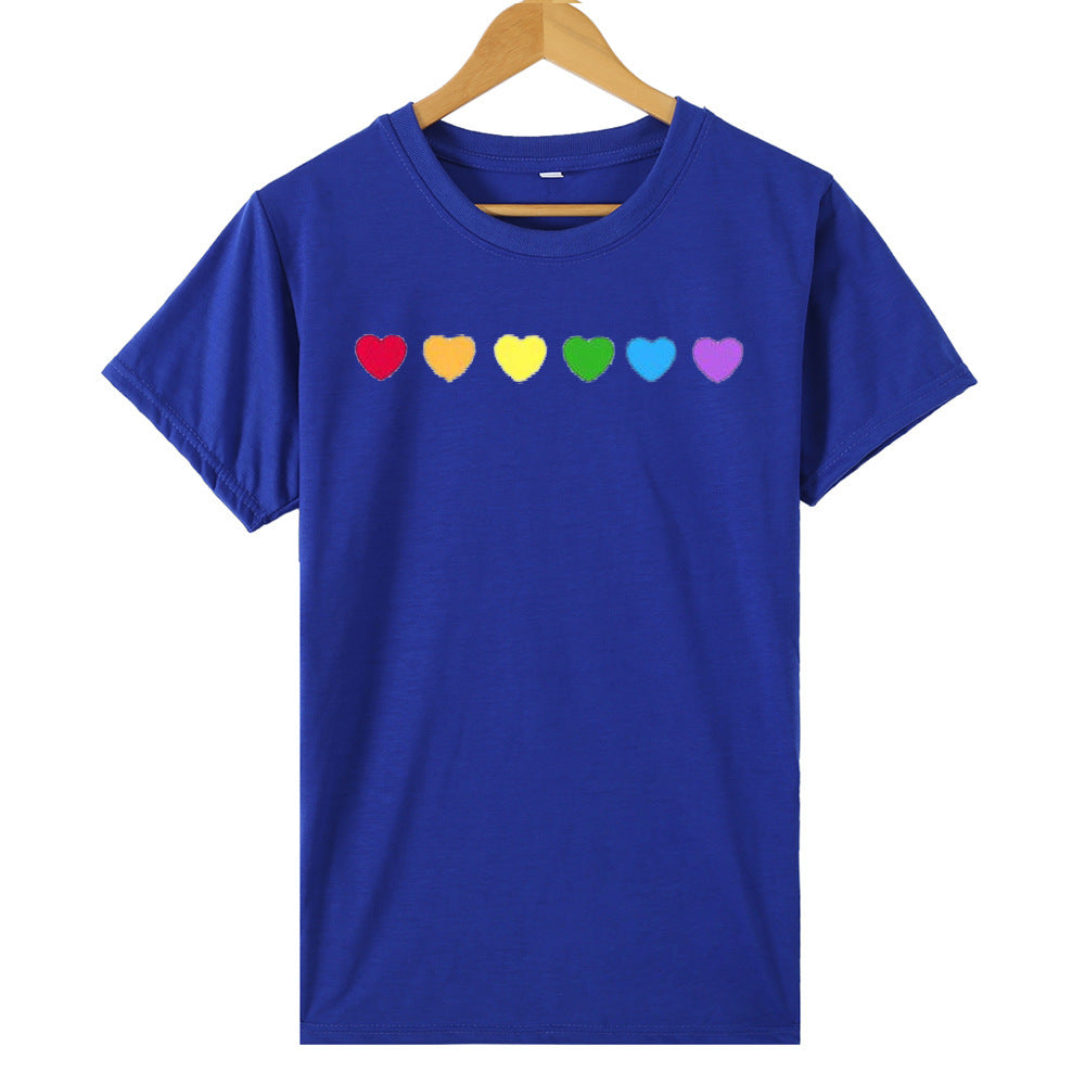 Heart-shaped Rainbow Print Top Short-sleeved T-shirt