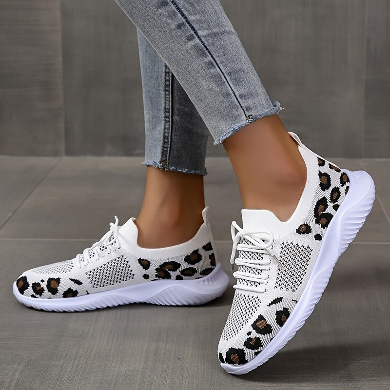 Women Leopard Print Lace-up Sneakers Sports