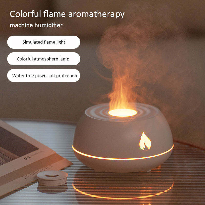 Liepsnos aromaterapinis difuzorius 7 spalvų Flame Light namų oro drėkintuvas 130ml USB kambario kvapų eterinių aliejų difuzorius