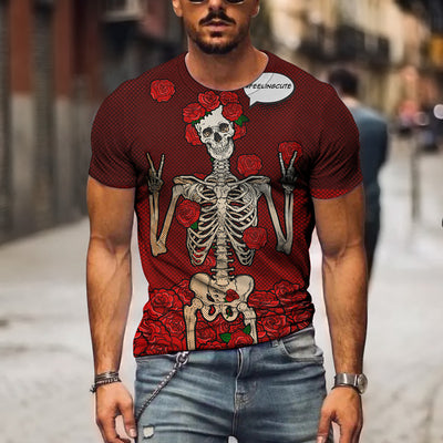 Skull 3D Digital Printing Street Trend T-Shirt