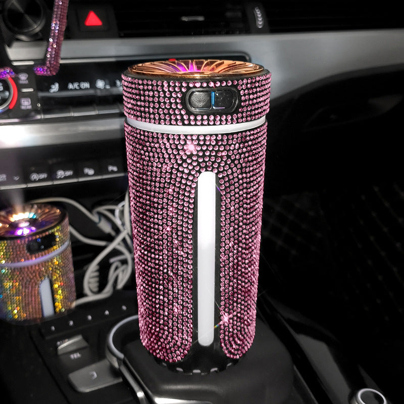 Luxury Diamond Car Humidifier LED Light Air Purifier Aromatherapy Diffuser Air Freshener