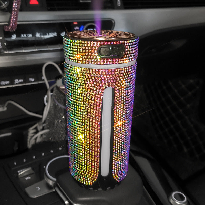 Luxury Diamond Car Humidifier LED Light Air Purifier Aromatherapy Diffuser Air Freshener