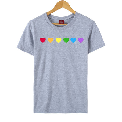 Heart-shaped Rainbow Print Top Short-sleeved T-shirt