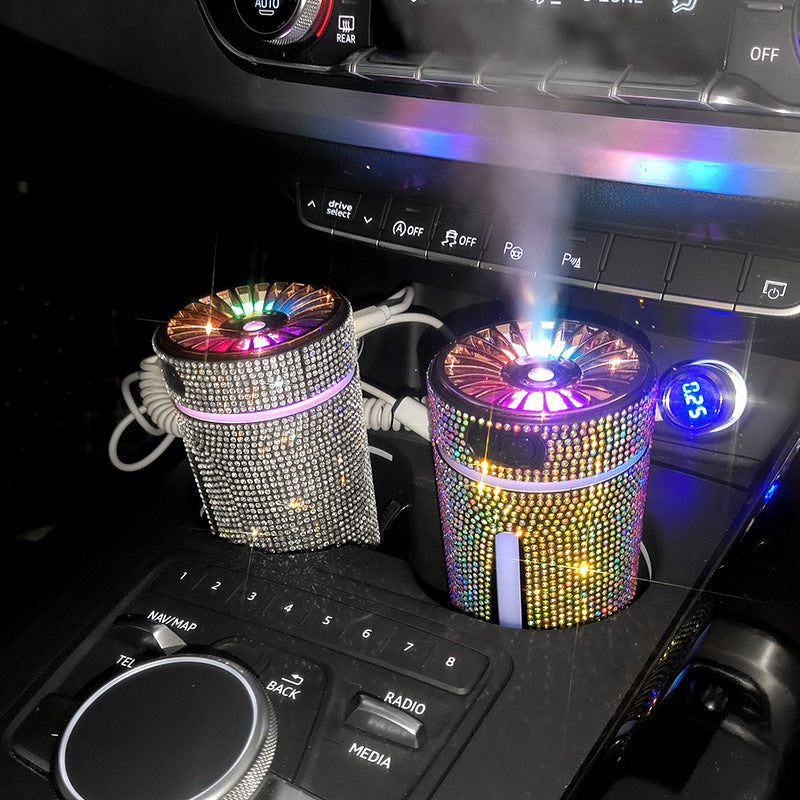 Luxury Diamond Car Humidifier LED Light Air Purifier Aromatherapy Diffuser Air Freshener