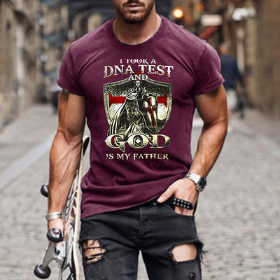 Men's Print Slim Round Neck Short Sleeve