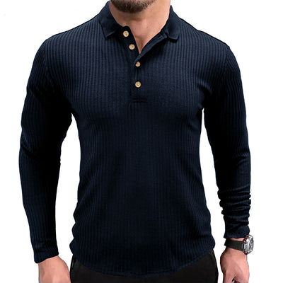 Men's Long-sleeved T-shirt Polo With Lapel