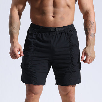 Athletic Shorts With Pockets And Elastic Waistband Cargo Shorts