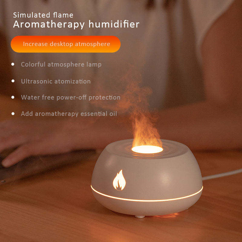 Flame Aromatherapy Diffuser 7 Colors Flame Light Home Air Humidifier 130ML USB Room Fragrance Essential Oil Diffuser