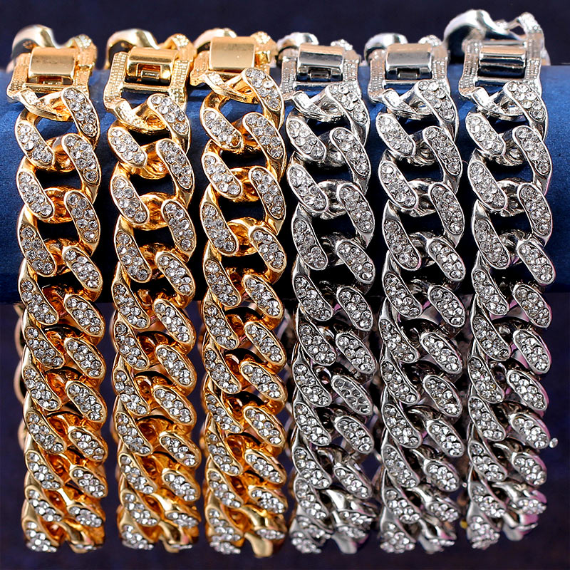 Prabangi 12 mm „Iced Out Cuban Link“ grandinės apyrankė