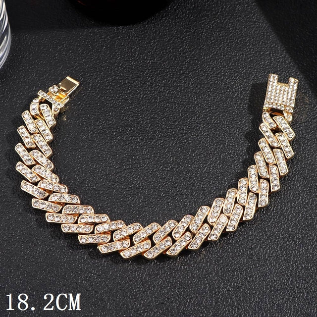 Prabangi 12 mm „Iced Out Cuban Link“ grandinės apyrankė