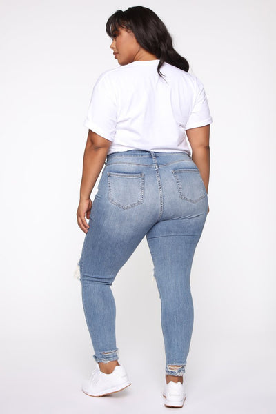 Women Plus Size Stretch Ripped Jeans