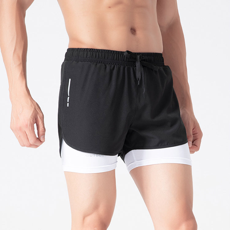 Drawstring Sports Shorts Double Layer Quick Dry High Elasticity Activewear Pants