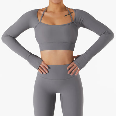 New Long Sleeve Yoga Wear Quick Dry Top With Chest Pad