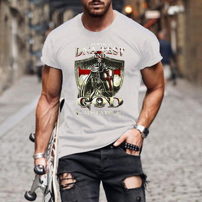 Men's Print Slim Round Neck Short Sleeve