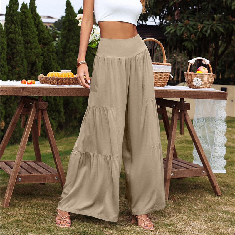 Casual Wide Leg Cotton Linen High Waist Loose Pants Ladies