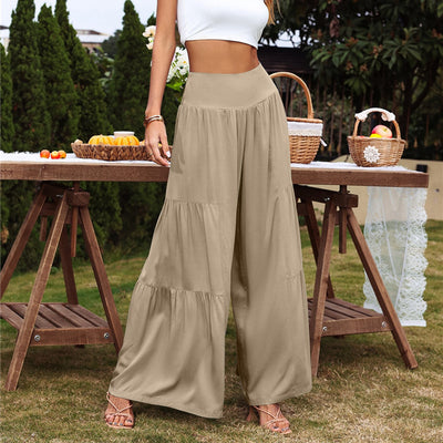 Casual Wide Leg Cotton Linen High Waist Loose Pants Ladies