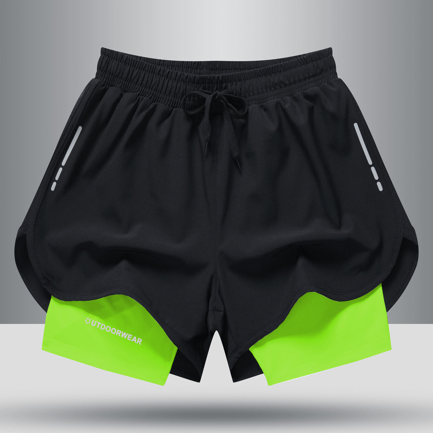 Drawstring Sports Shorts Double Layer Quick Dry High Elasticity Activewear Pants