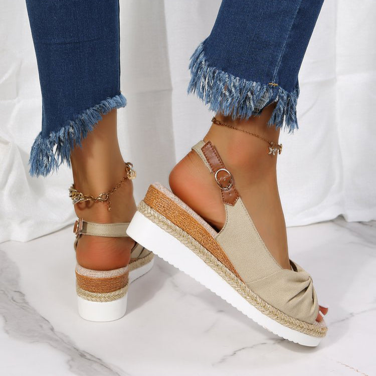 Summer Peep Toe Platform Sandals Buckle Daily Casual Shoes